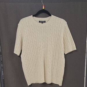 Cream Cable Knit Short-Sleeve Sweater